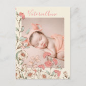 Aankondiging van persoonlijke geboortedatum foto-m briefkaart (Voorkant)