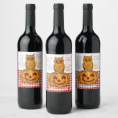 Aankondiging van pomkin Owl & Gingham Baby Girl Wijn Etiket (Flessen)