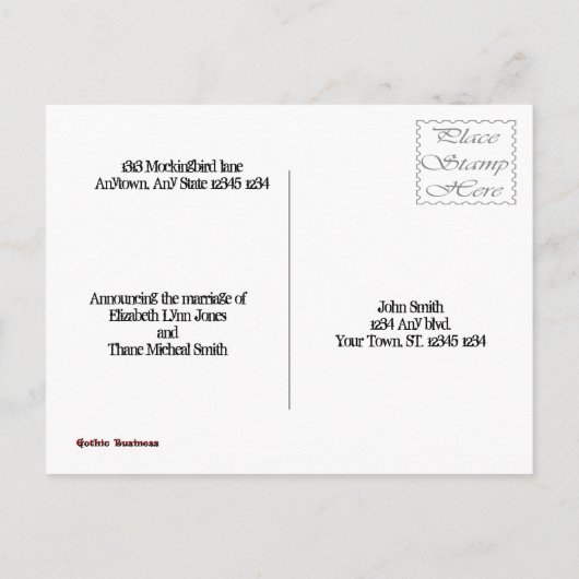 Aankondiging van punk Rock Love Wedding (Achterkant)