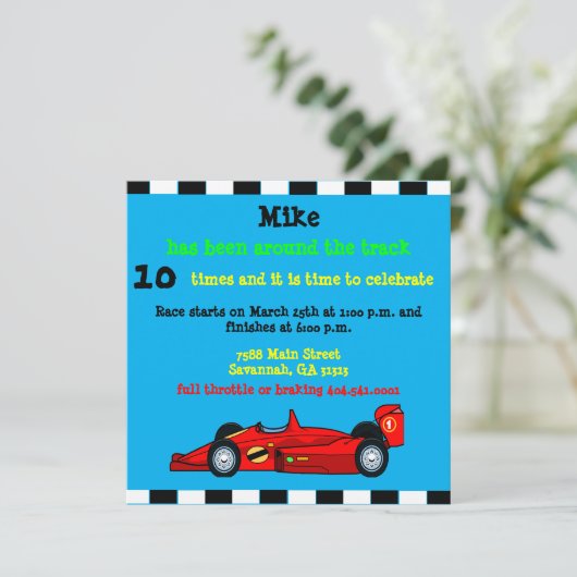 Aankondiging van Race Car Birthday (Staand voorkant)