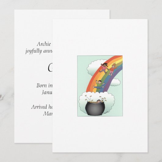 Aankondiging van Rainbow Kinder Adoption (Voorkant / Achterkant)