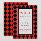 Aankondiging van Red Harlequin Pattern Elopement (Voorkant / Achterkant)