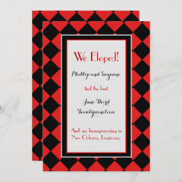Aankondiging van Red Harlequin Pattern Elopement