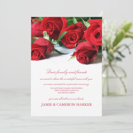 Aankondiging van Red Roses Elopement (Staand voorkant)