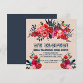 Aankondiging van Red & Roze Floral Elopement (Voorkant / Achterkant)