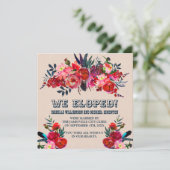 Aankondiging van Red & Roze Floral Elopement (Staand voorkant)