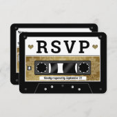 Aankondiging van Retro Cassettebandje Wedding RSVP (Voorkant / Achterkant)