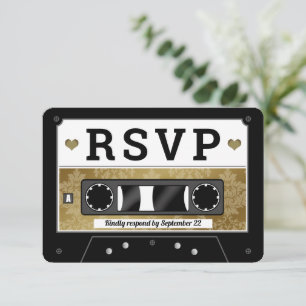 Aankondiging van Retro Cassettebandje Wedding RSVP
