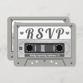 Aankondiging van Retro Cassettebandje Wedding RSVP (Voorkant / Achterkant)