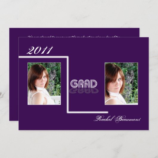 Aankondiging van Retro Paars en White Afstuderen (Voorkant / Achterkant)