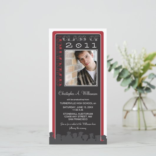 Aankondiging van Retro Red Custom Afstuderen (Staand voorkant)