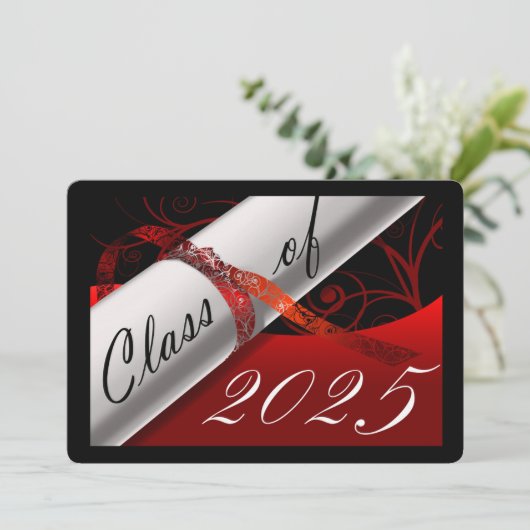 Aankondiging van rood en zwart Afstuderen (Staand voorkant)