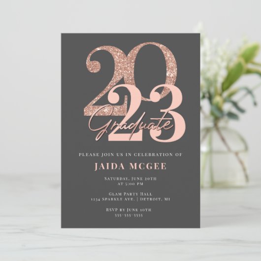 Aankondiging van roos Gold Afstuderen (Staand voorkant)