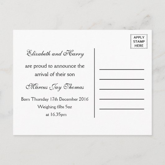 Aankondiging van Rustic Burlap Mason Jar Baby Boy (Achterkant)