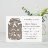 Aankondiging van Rustic Burlap Mason Jar New Baby  (Staand voorkant)