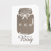 Aankondiging van Rustic Burlap Mason Jar New Baby (Voorkant)