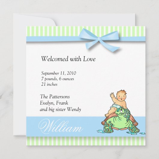 Aankondiging van schildpad Baby Birth (Voorkant)