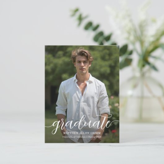 Aankondiging van script-Afstuderen Briefkaart (Staand voorkant)