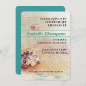 Aankondiging van Seashell Beach Collage Birthday P (Voorkant / Achterkant)