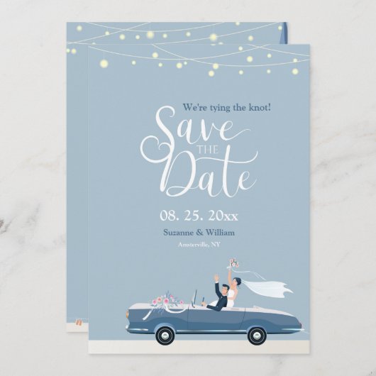 Aankondiging van 'Something Blue Save the Date'  (Voorkant / Achterkant)