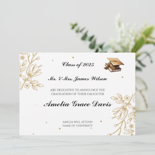 Aankondiging van Sophisticated Gold Afstuderen (Staand voorkant)