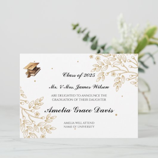 Aankondiging van Sophisticated Gold Afstuderen (Staand voorkant)