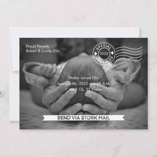 Aankondiging van Stork Mail Birth (Voorkant)