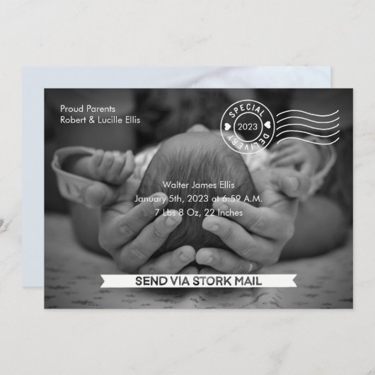 Aankondiging van Stork Mail Birth (Voorkant / Achterkant)