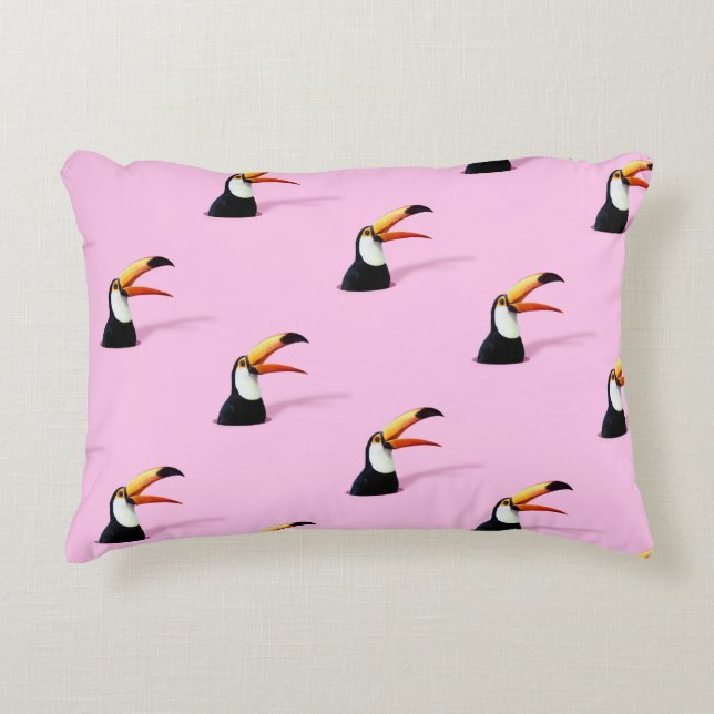 Aankondiging van Toucan: Tropical Pink Paradise Accent Kussen (Voorkant)