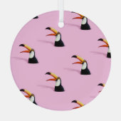 Aankondiging van Toucan: Tropical Pink Paradise Glas Ornament (Achterkant)