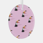 Aankondiging van Toucan: Tropical Pink Paradise Glas Ornament (Voorkant Rechts)