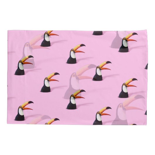 Aankondiging van Toucan: Tropical Pink Paradise Kussensloop (Achterkant)