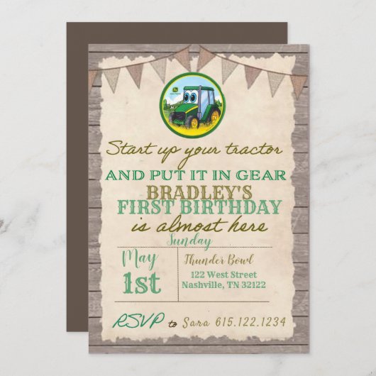 Aankondiging van tractor Birthday (Voorkant / Achterkant)
