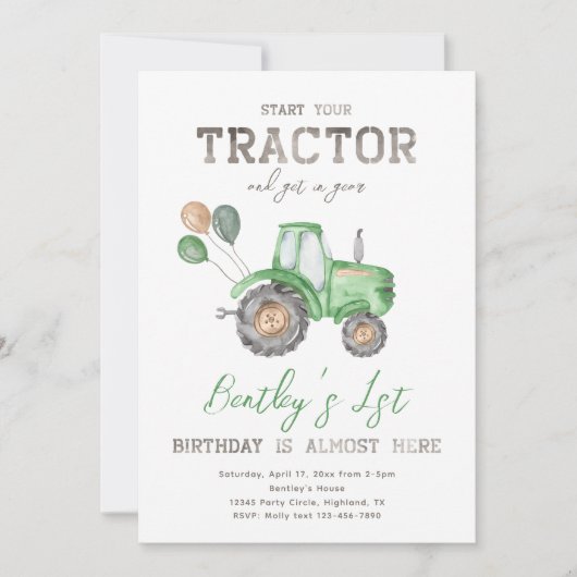 Aankondiging van tractor Birthday | Aanbesteding t (Voorkant)
