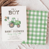 Aankondiging van tractorBaby shower | Groene tract