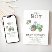 Aankondiging van tractorBaby shower | Groene tract