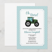 Aankondiging van tractorBaby shower, tractorjongen (Voorkant / Achterkant)