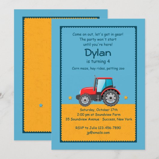 Aankondiging van tractorBoerderij (Voorkant / Achterkant)