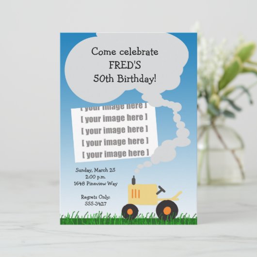 Aankondiging van trekkers: Gele tractor (Staand voorkant)