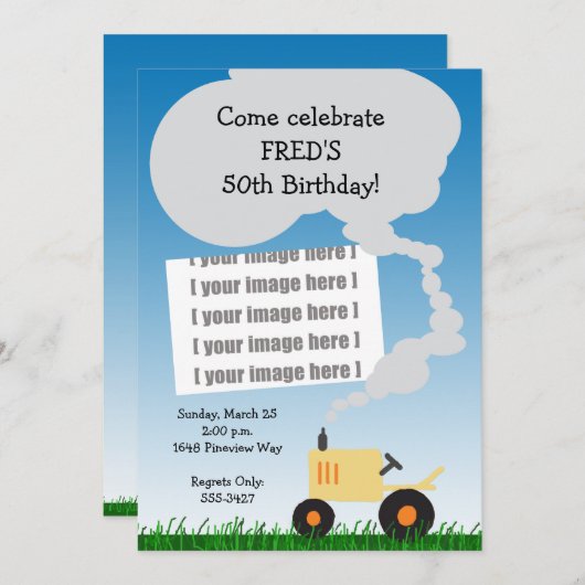 Aankondiging van trekkers: Gele tractor (Voorkant / Achterkant)