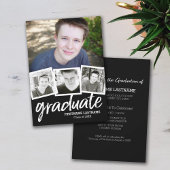 Aankondiging van Trendy Black Afstuderen Party 4 F