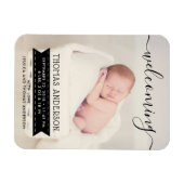 Aankondiging van Trendy Black & White Birth Magneet (Horizontaal)