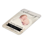 Aankondiging van Trendy Black & White Birth Magneet (Linkerzijde)