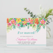 Aankondiging van tropisch Floral nieuw adres (Staand voorkant)