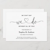 Aankondiging van uitstel van de bruiloft 'We Can't (Voorkant / Achterkant)