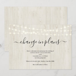 Aankondiging van uitstel van trouwdatum in rustiek