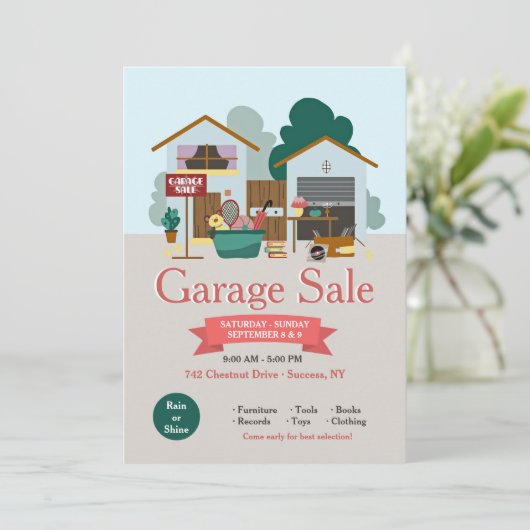 Aankondiging van uitverkoop garage (Staand voorkant)