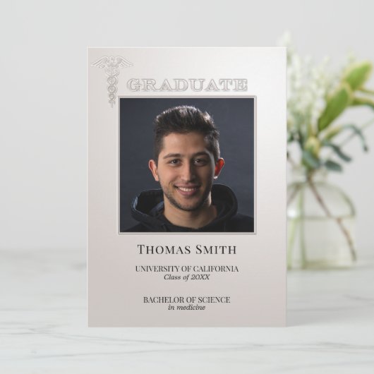 Aankondiging van uw foto Silver Caduceus Afstudere (Staand voorkant)