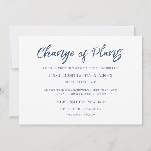 Aankondiging van verandering van plannen in marine (Voorkant)