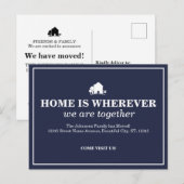 Aankondiging van verhuizing naar een elegante blau (Voorkant / Achterkant)